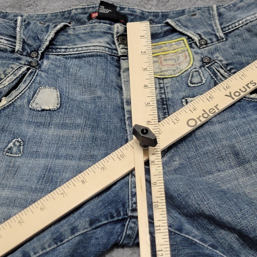 Diesel Jeans Mens 32x33‎ Blue Straight Distressed Motor Club Patch Biker Y2K - Picture 11 of 16